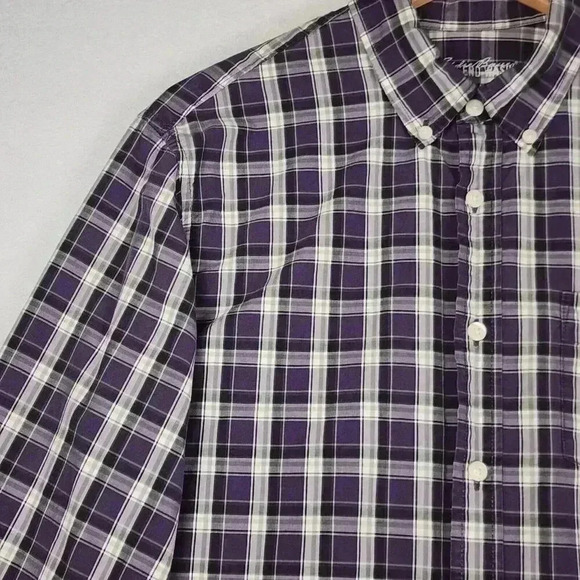Eddie Bauer Mens Plaid Button Down Collar Shirt M Legend Wash Classic Fit Purple - Picture 5 of 15